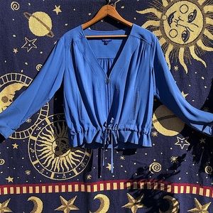 PENDLETON Periwinkle Zippered Blazer Blouse